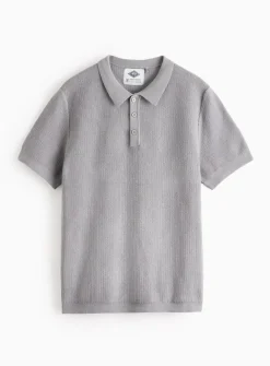 UNION WORKS Grey Knitted Polo Shirt S