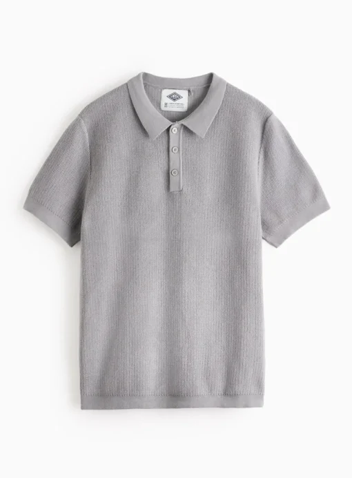 UNION WORKS Grey Knitted Polo Shirt S