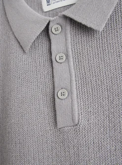 UNION WORKS Grey Knitted Polo Shirt S