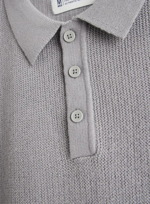 UNION WORKS Grey Knitted Polo Shirt S