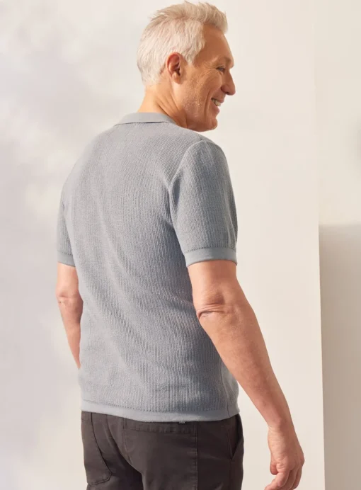UNION WORKS Grey Knitted Polo Shirt S