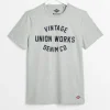 UNION WORKS Grey Marl Graphic Print T-Shirt XXL
