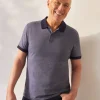 UNION WORKS Navy Jacquard Textured Polo Shirt S