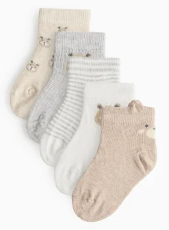 Unisex Bear Socks 5 Pack 12-24 months