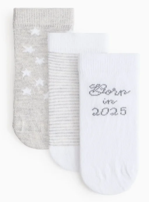 Unisex Born In 2025 Socks 3 Pack 1-6 months