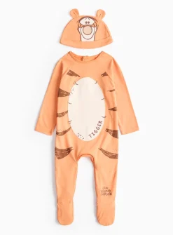 Unisex Tigger Orange Sleepsuit & Hat Newborn