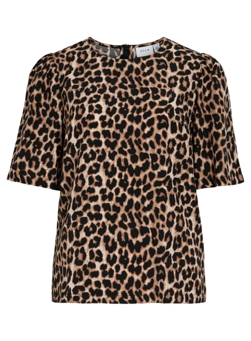 VILA O Neck 2/4 Top Brown 16