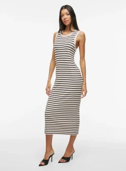 VILA O-Neck Long Sleeved Midi Knit Dress L