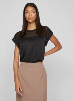 VILA Satin Top With Mesh Panel 8