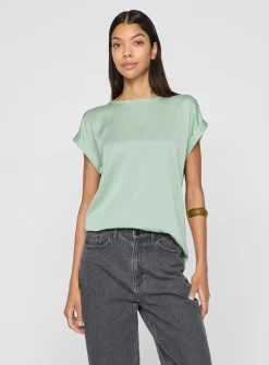 VILA Short Sleeved Satin Top 12