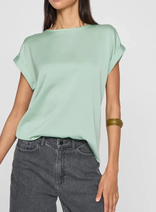 VILA Short Sleeved Satin Top 12