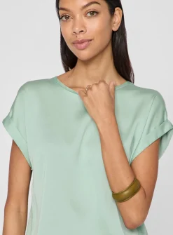 VILA Short Sleeved Satin Top 12