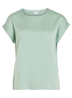 VILA Short Sleeved Satin Top 12