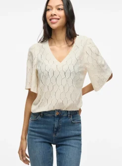 VILA V-Neck 2/4 Top Grey XS