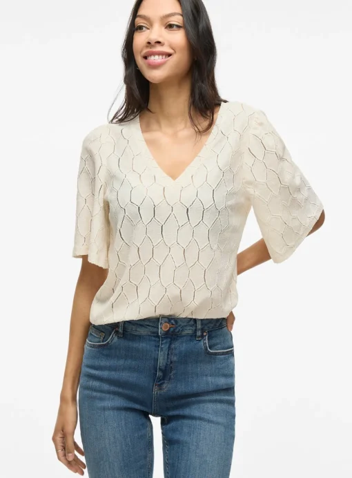 VILA V-Neck 2/4 Top Grey XS