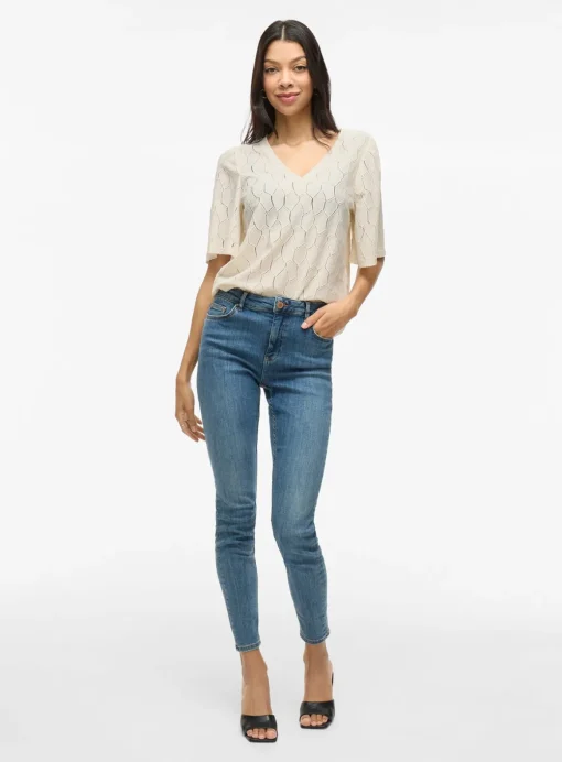VILA V-Neck 2/4 Top Grey XS