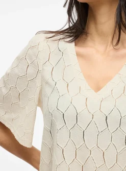 VILA V-Neck 2/4 Top Grey XS