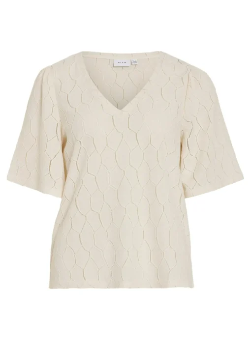 VILA V-Neck 2/4 Top Grey XS