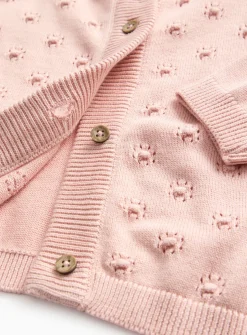 Vintage Garden Pink Bobble Cardigan 9-12 months