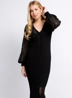 VOGUE WILLIAMS Black Knit Midaxi Dress S