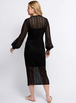VOGUE WILLIAMS Black Knit Midaxi Dress S
