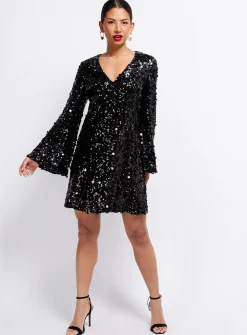 VOGUE WILLIAMS Black Sequin Mini Dress 10