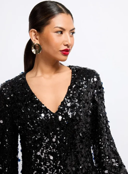 VOGUE WILLIAMS Black Sequin Mini Dress 10