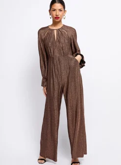 VOGUE WILLIAMS Brown Metallic Jumpsuit 12