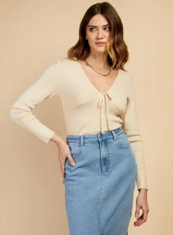 VOGUE WILLIAMS Cream Tie Top M