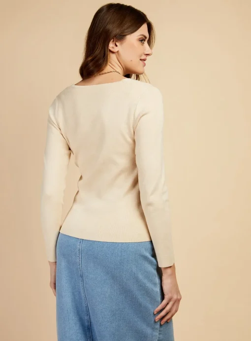 VOGUE WILLIAMS Cream Tie Top M