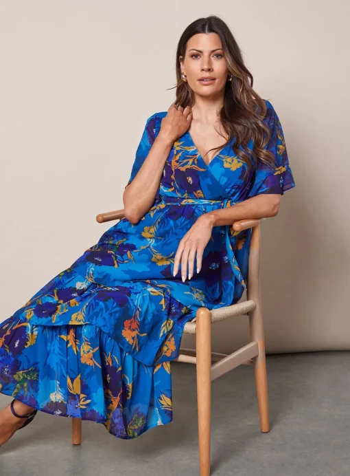 WALLIS Floral Print Ruffle Midi Dress 18
