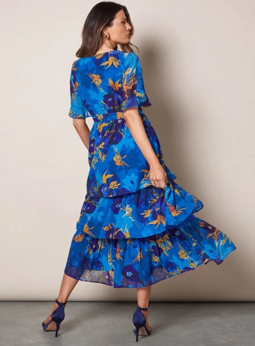 WALLIS Floral Print Ruffle Midi Dress 18