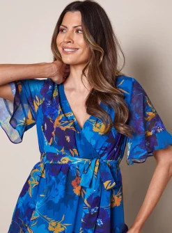WALLIS Floral Print Ruffle Midi Dress 18