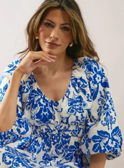 WALLIS Floral Ruched Waist Midaxi Tea Dress 12