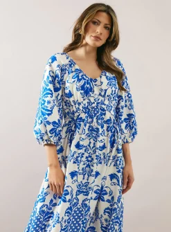 WALLIS Floral Ruched Waist Midaxi Tea Dress 12