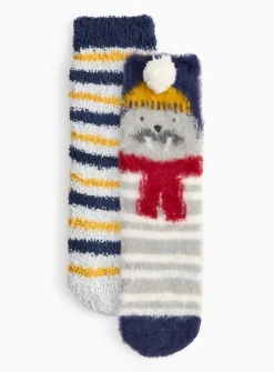Walrus Stripe Cosy Socks 2 Pack 6-8.5