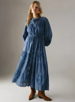 WAREHOUSE Broderie Drawstring Waist Midi Dress 14