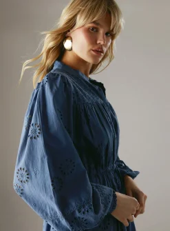 WAREHOUSE Broderie Drawstring Waist Midi Dress 14