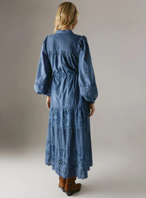 WAREHOUSE Broderie Drawstring Waist Midi Dress 14