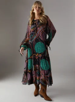 WAREHOUSE Chiffon Drawstring Detail Midaxi Smock Dress 14