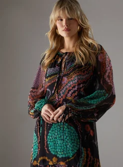 WAREHOUSE Chiffon Drawstring Detail Midaxi Smock Dress 14