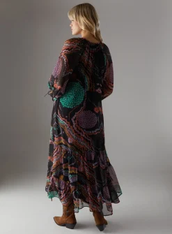 WAREHOUSE Chiffon Drawstring Detail Midaxi Smock Dress 14