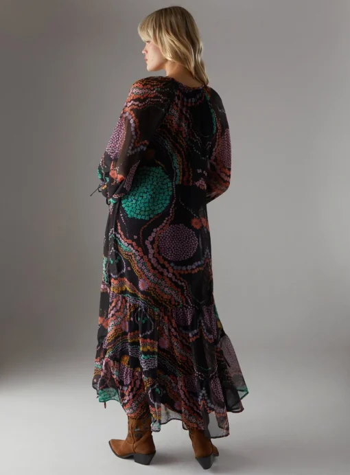 WAREHOUSE Chiffon Drawstring Detail Midaxi Smock Dress 14