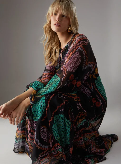 WAREHOUSE Chiffon Drawstring Detail Midaxi Smock Dress 14