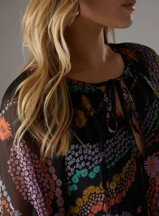 WAREHOUSE Chiffon Drawstring Detail Midaxi Smock Dress 14