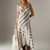 WAREHOUSE Cutabout Stripe Strappy Midi Slip Dress 16