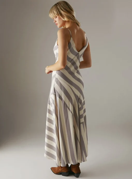 WAREHOUSE Cutabout Stripe Strappy Midi Slip Dress 16