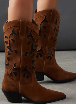 WAREHOUSE Faith For Warehouse: Sadie Suede Cutout Western Boots 5