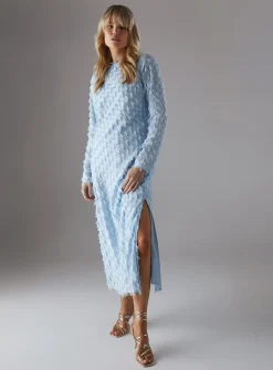 WAREHOUSE Fluffy Slash Neck Column Midi Dress 16