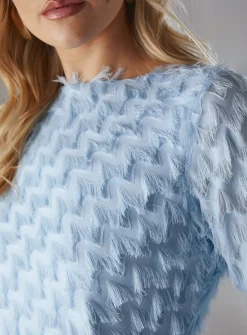 WAREHOUSE Fluffy Slash Neck Column Midi Dress 16